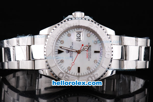 Rolex Yacht-Master Oyster Perpetual Chronometer Automatic with White Shell Dial,White Bezel and Diamond Marking-Small Calendar - Click Image to Close